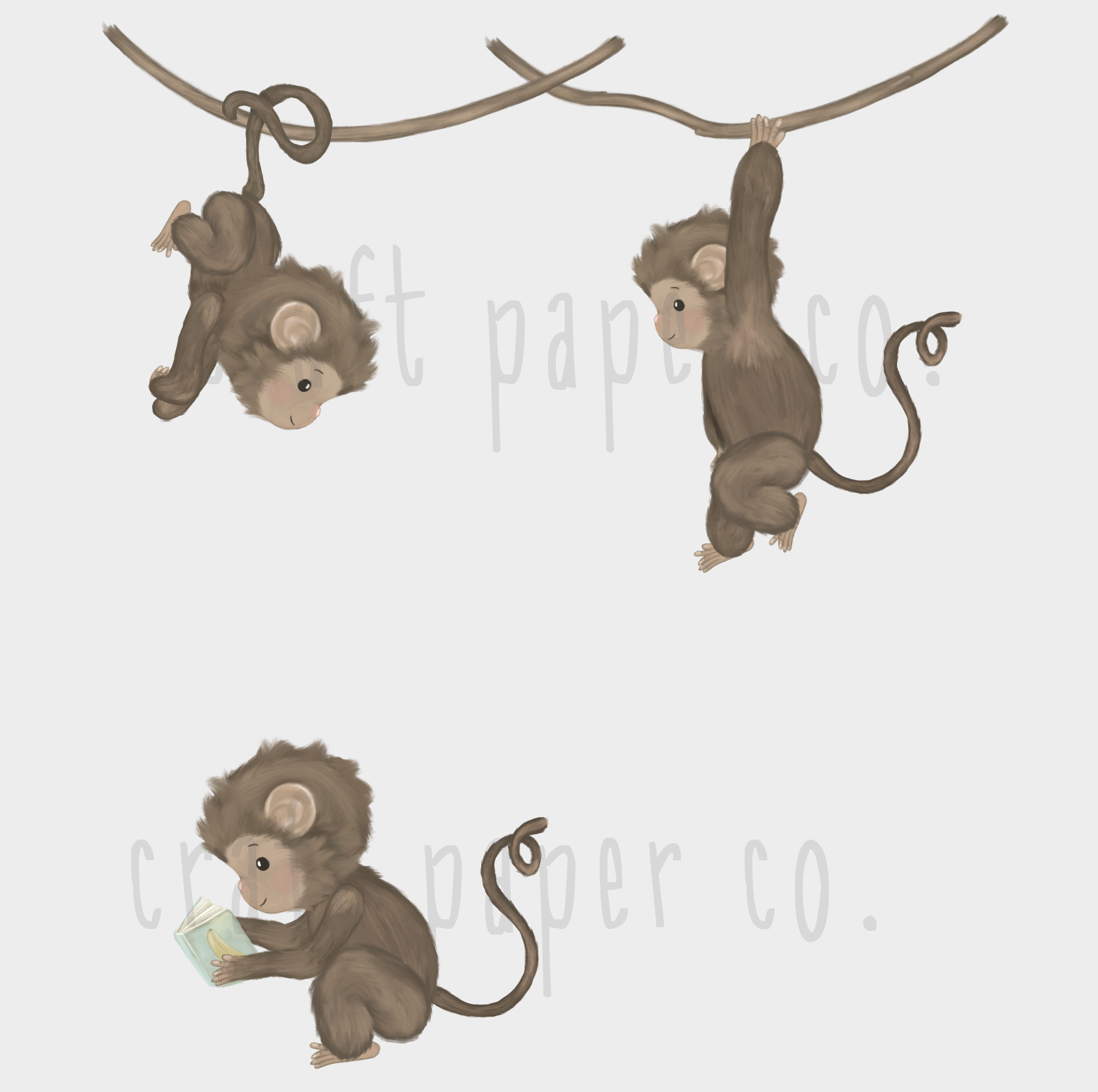 Afacan Maymunlar Çocuk Odası Duvar Sticker — detay görünümü | Craft Paper Co