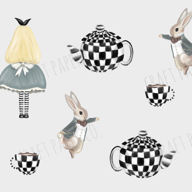 Alice Çay Partisi Mini Sticker Seti Çocuk Odası Duvar Sticker — El çizimi çocuk odası duvar sticker | Craft Paper Co