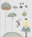 Alice, Mantarlar, Çaydanlık ve Bay Tavşan Duvar Sticker — detay görünümü | Craft Paper Co