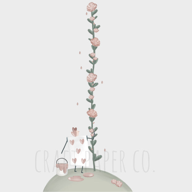 Alice Sarmaşık Ve Gülleri Boyayan Oyun Kart Çocuk Odası Duvar Sticker — El çizimi çocuk odası duvar sticker | Craft Paper Co