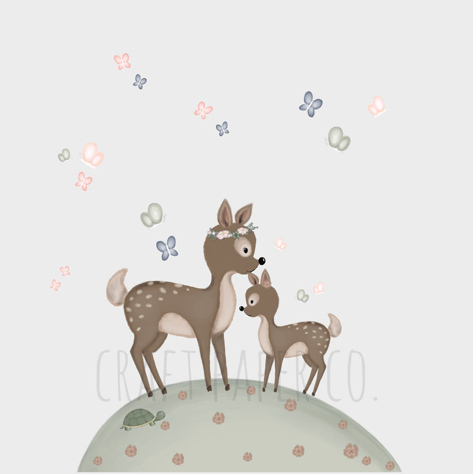 Anne Ceylan ve Yavrusu Bebek Odası Duvar Sticker — detay görünümü | Craft Paper Co