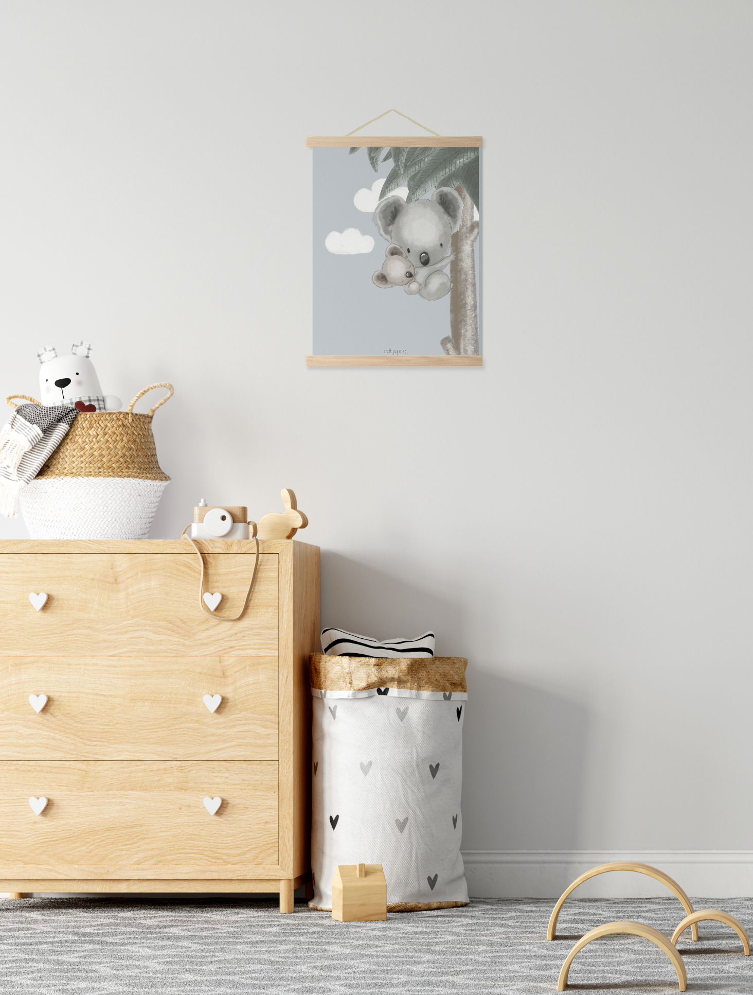 Anne Koala Ve Yavrusui Çocuk Odası Posteri — El çizimi çocuk odası posteri | Craft Paper Co