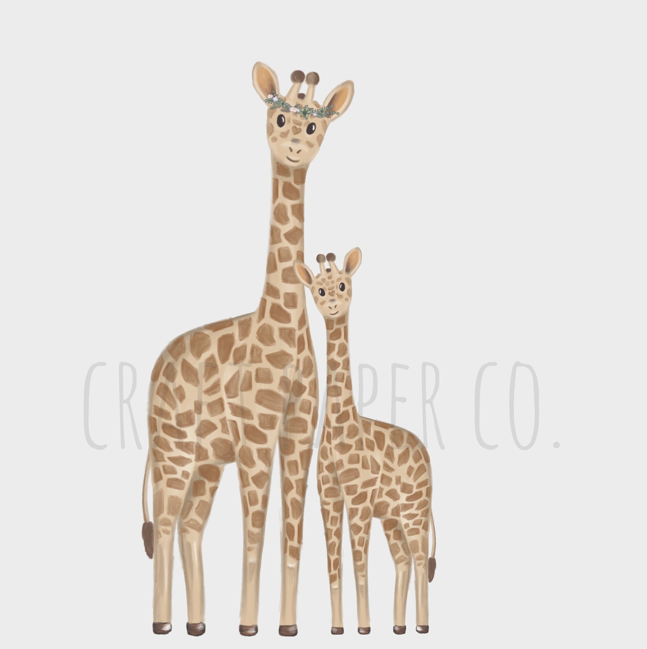 Anne Zürafa ve Yavrusu Bebek Odası Duvar Sticker — detay görünümü 2 | Craft Paper Co
