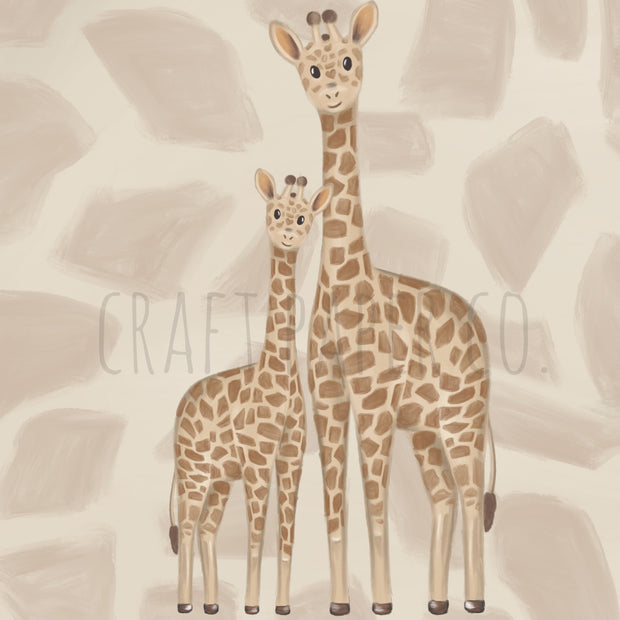 Anne Zürafa ve Yavrusu Çocuk Odası Posteri — detay görünümü | Craft Paper Co