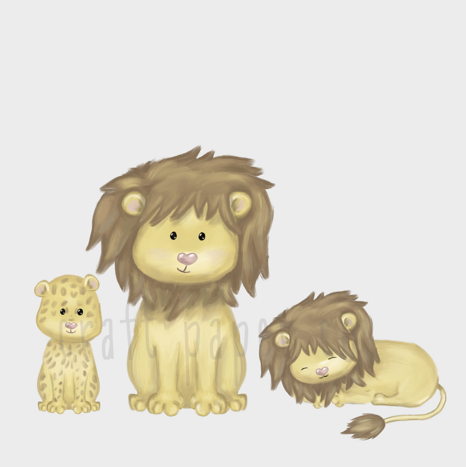 Aslan ve Yavruları Bebek Odası Duvar Sticker — detay görünümü | Craft Paper Co