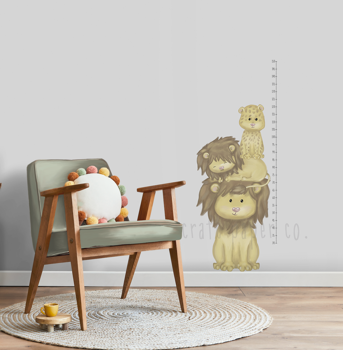 Aslan Ve Yavrular Bebek Odası Duvar Sticker — El çizimi çocuk odası duvar sticker | Craft Paper Co