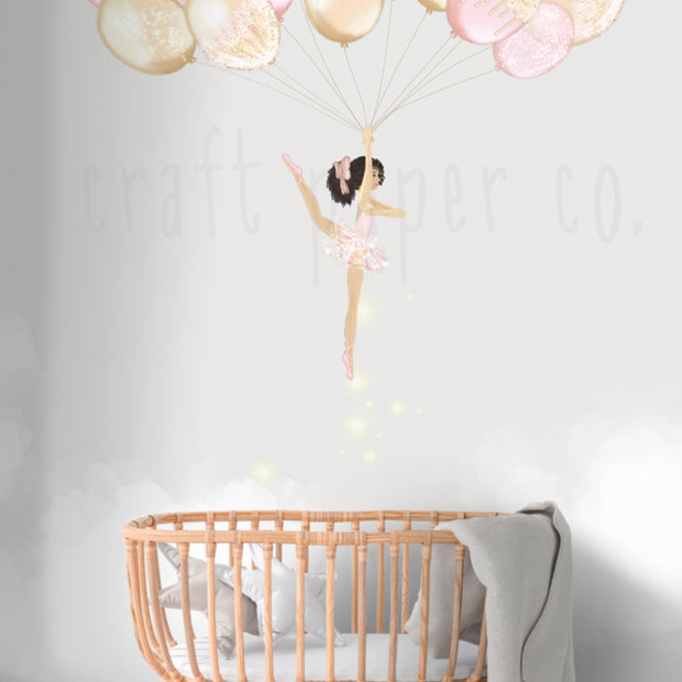 Balerin Balonlar Kız Çocuk Odası Duvar Kağıdı — El çizimi, ölçüye özel üretim | Craft Paper Co