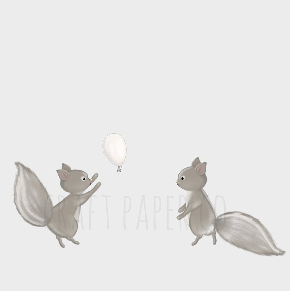 Balon Oynayan Sincaplar Çocuk Odası Duvar Sticker — El çizimi çocuk odası duvar sticker | Craft Paper Co