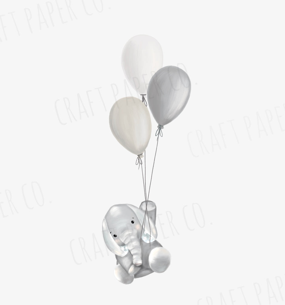 Balon Tutan Yavru Fil Bebek Odası Duvar Sticker — El çizimi çocuk odası duvar sticker | Craft Paper Co