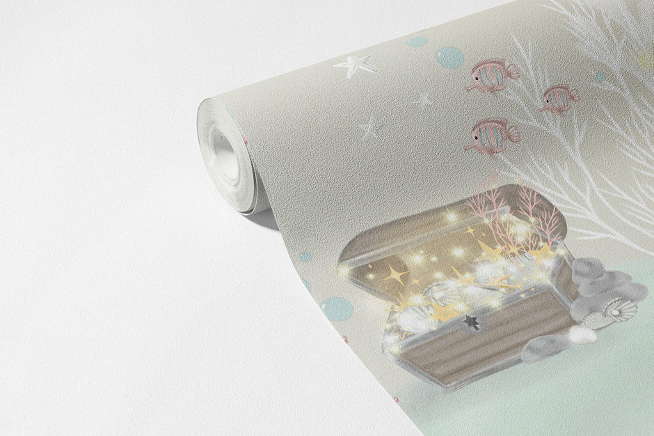 Bej Pembe İncili Deniz Kızı Duvar Kağıdı; desenli kağıt rulosunda doku | Craft Paper Co