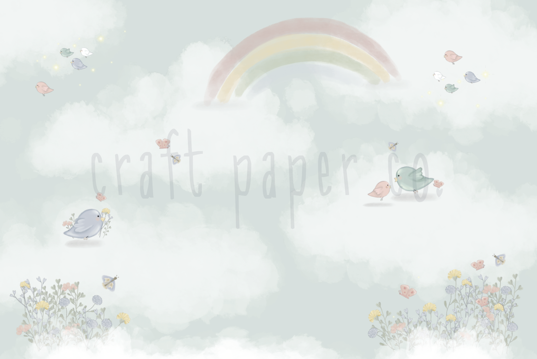Bıdık Kuşlar Duvar Kağıdı — detay görünümü | Craft Paper Co