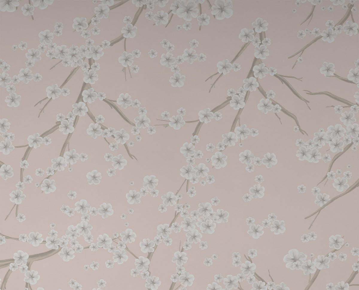 Blossom Duvar Kağıdı; beyaz kiraz çiçekleri ve ince dalların yakın görünümü | Craft Paper Co