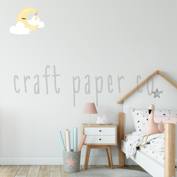 Bulut ve Yeni Ay Çocuk Odası Duvar Sticker — detay görünümü | Craft Paper Co