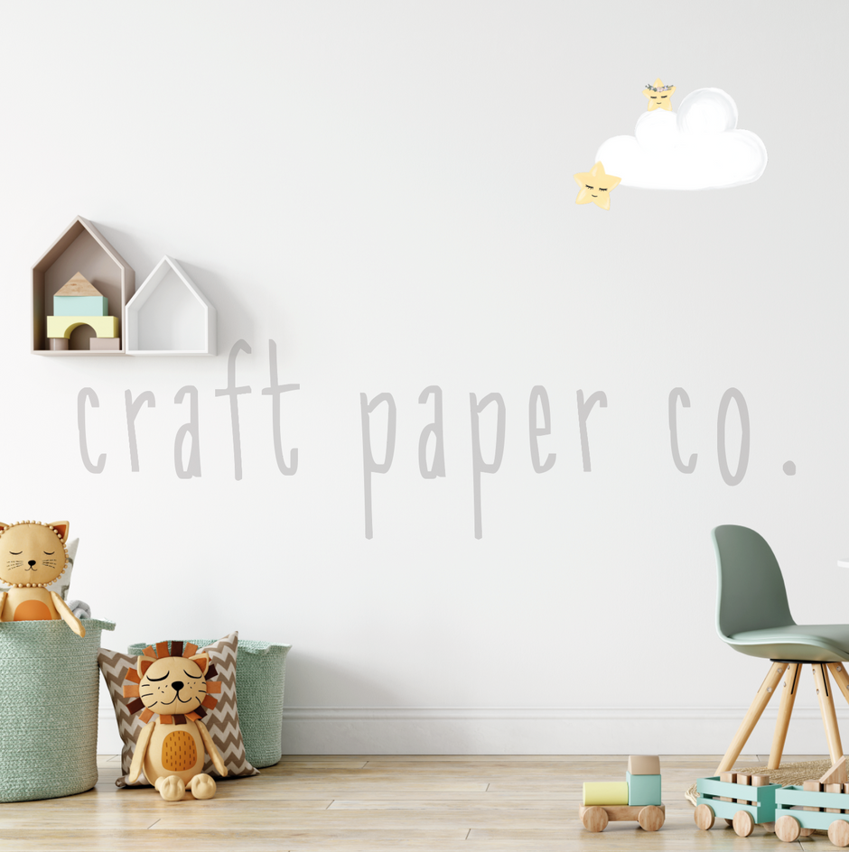 Bulut ve Yıldız Çocuk Odası Duvar Sticker — detay görünümü | Craft Paper Co