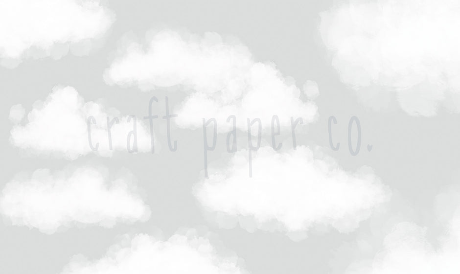 Bulutlar Dolunay Duvar Kağıdı; el çizimi tasarımın filigranlı düz görünümü | Craft Paper Co