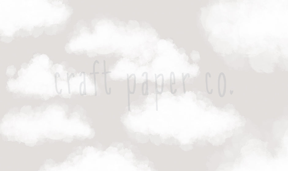 Bulutlar Kağıt (Grej) Duvar Kağıdı; el çizimi tasarımın filigranlı düz görünümü | Craft Paper Co