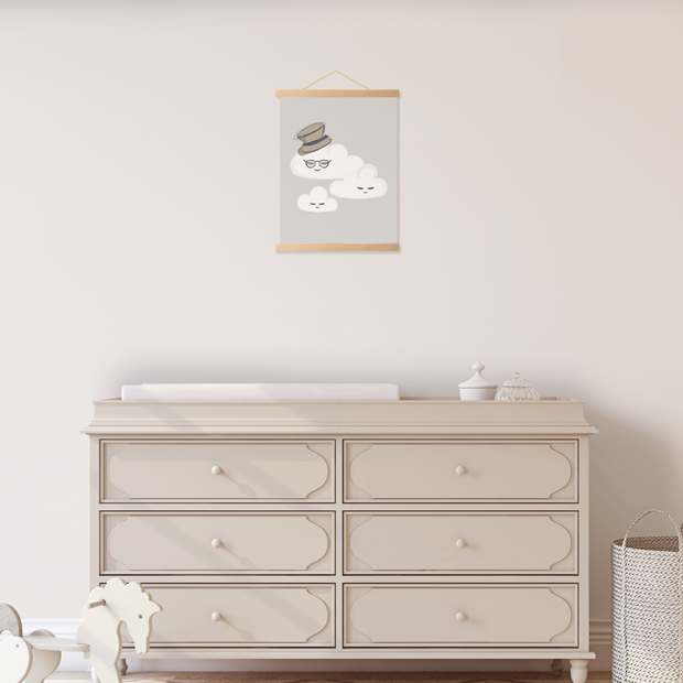 Bulutlar Çocuk Odası Posteri — El çizimi çocuk odası posteri | Craft Paper Co