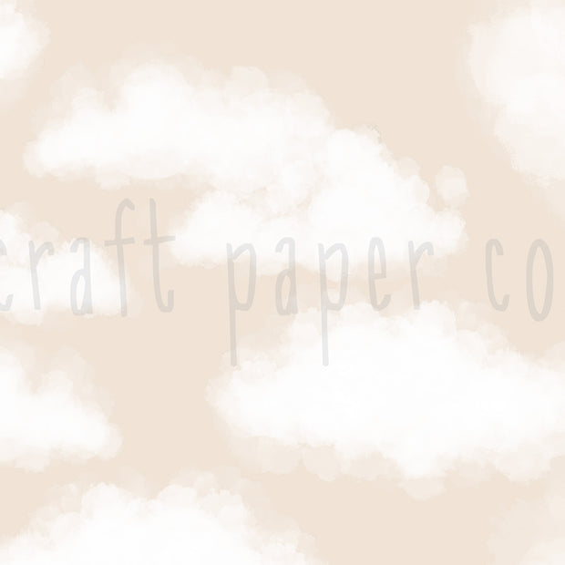 Bulutlar Pudra Duvar Kağıdı; el çizimi tasarımın filigranlı düz görünümü | Craft Paper Co