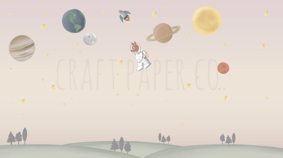 Ceylan Astronot Duvar Kağıdı — detay görünümü | Craft Paper Co