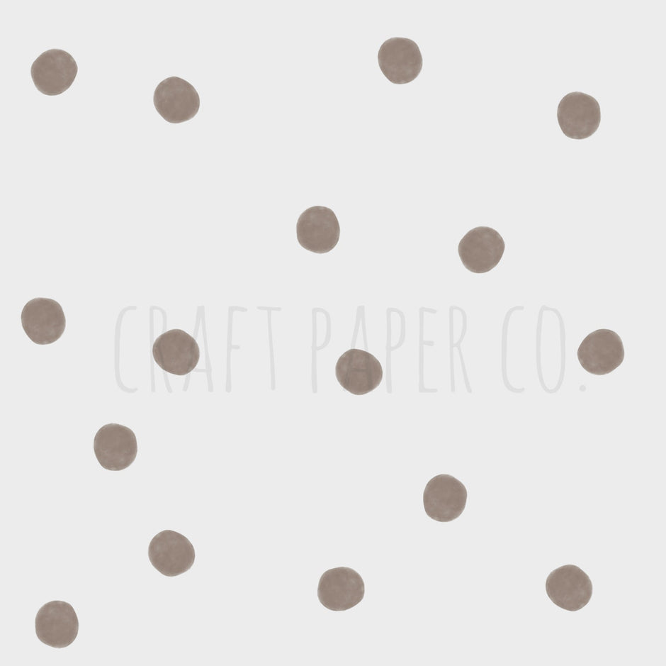 Çikolata Renkli Puantiyeler Duvar Sticker; açık gri fonda vizon tonlarında suluboya puantiyeler | Craft Paper Co