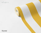 Striped Wallpaper Mural in Mustard; unrolled roll showing mustard yellow stripes | Craft Paper Co