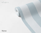 Striped Wallpaper Mural in Pool Blue; unrolled roll showing pool blue stripes | Craft Paper Co