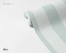 Striped Wallpaper Mural in Mint; unrolled roll showing mint green stripes | Craft Paper Co