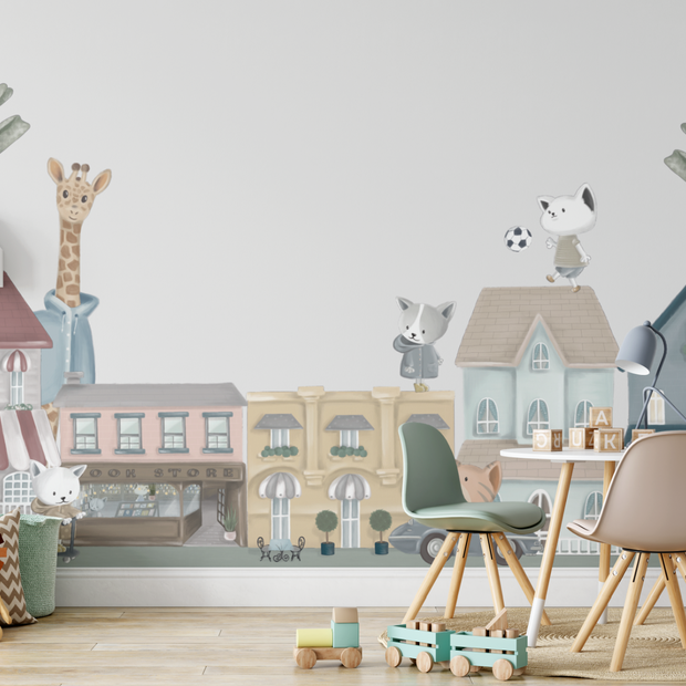 Craft Paper Co. Sokağı Seti Çocuk Odası Duvar Sticker — El çizimi çocuk odası duvar sticker | Craft Paper Co