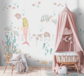 Deniz Kız Kız Çocuk Odası Duvar Sticker — El çizimi çocuk odası duvar sticker | Craft Paper Co