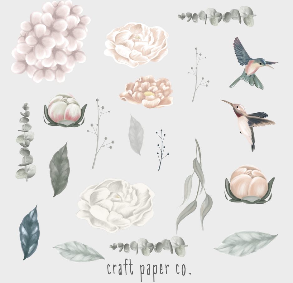 Floral Çocuk Odası Duvar Sticker — detay görünümü | Craft Paper Co