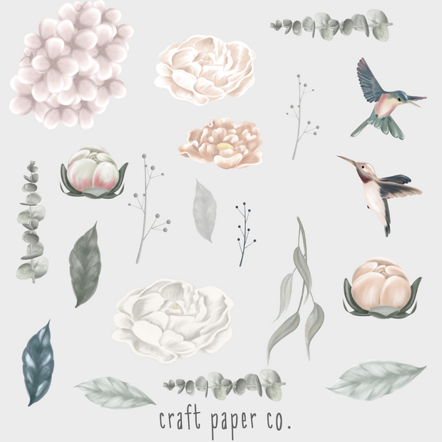 Floral Çocuk Odası Duvar Sticker — detay görünümü | Craft Paper Co