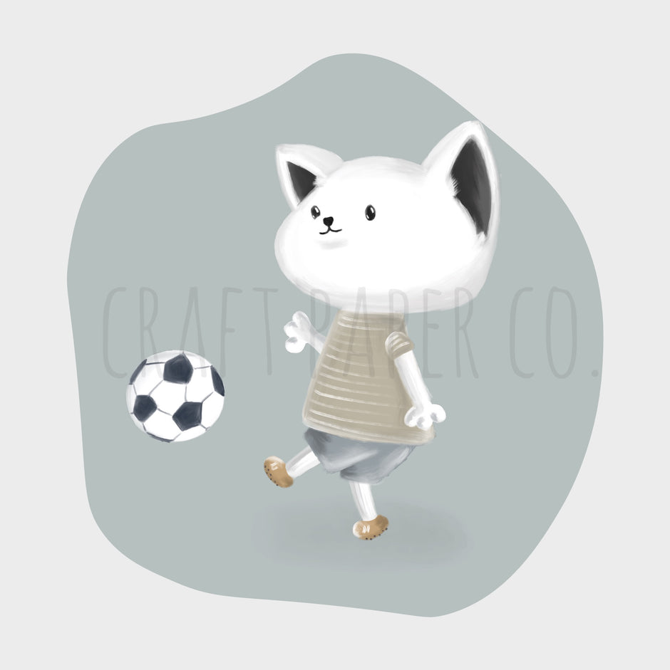 Futbolcu Kedicik Balonu Erkek Çocuk Odası Duvar Sticker — detay görünümü | Craft Paper Co