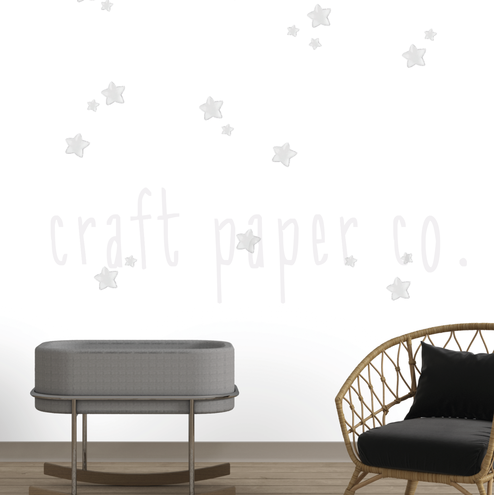 Gri Yıldızlar 20'li Sticker Çocuk Odası Duvar Sticker — detay görünümü | Craft Paper Co