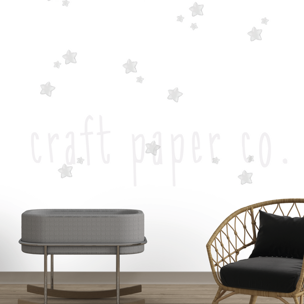 Gri Yıldızlar 20'li Sticker Çocuk Odası Duvar Sticker — detay görünümü | Craft Paper Co