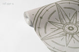 Vintage World Map Wallpaper Mural; unrolled roll with a close-up of the sepia compass rose | Craft Paper Co