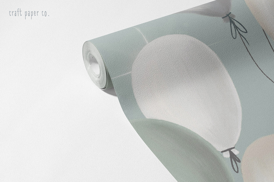 Hayalperest Fil İkizler Duvar Kağıdı; açılmış rulo üzerinde uçan balonlar | Craft Paper Co
