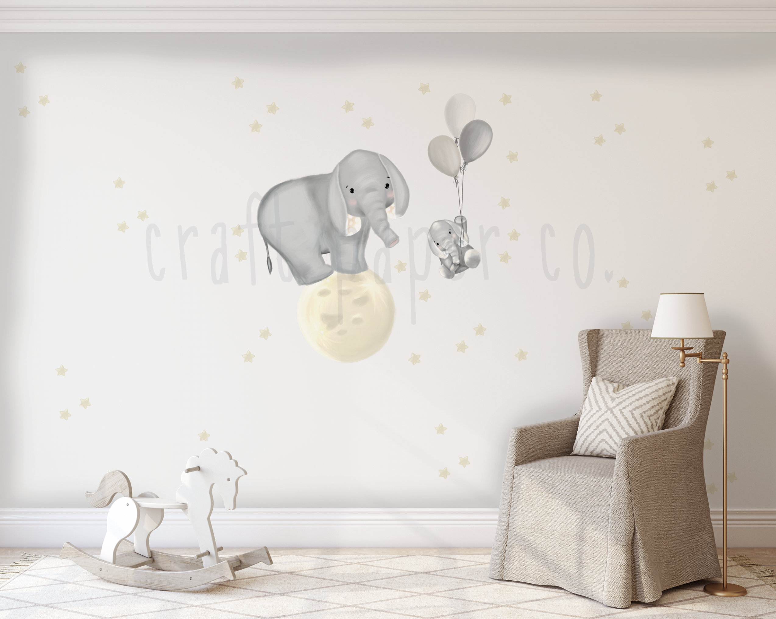 Hayalperest Fil ve Yavrusu Bebek Odası Duvar Sticker — detay görünümü 2 | Craft Paper Co
