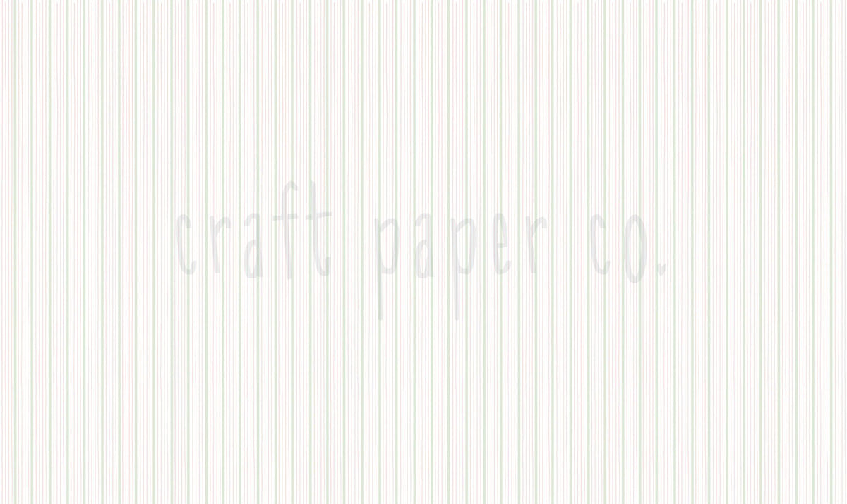 İnce Çizgili Duvar Kağıdı Pembe Adaçayı; beyaz zeminde pembe ve adaçayı çizgiler | Craft Paper Co
