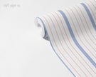 Thin Stripe Wallpaper Mural in Pink Lilac; unrolled roll showing thin pink and lilac stripes | Craft Paper Co