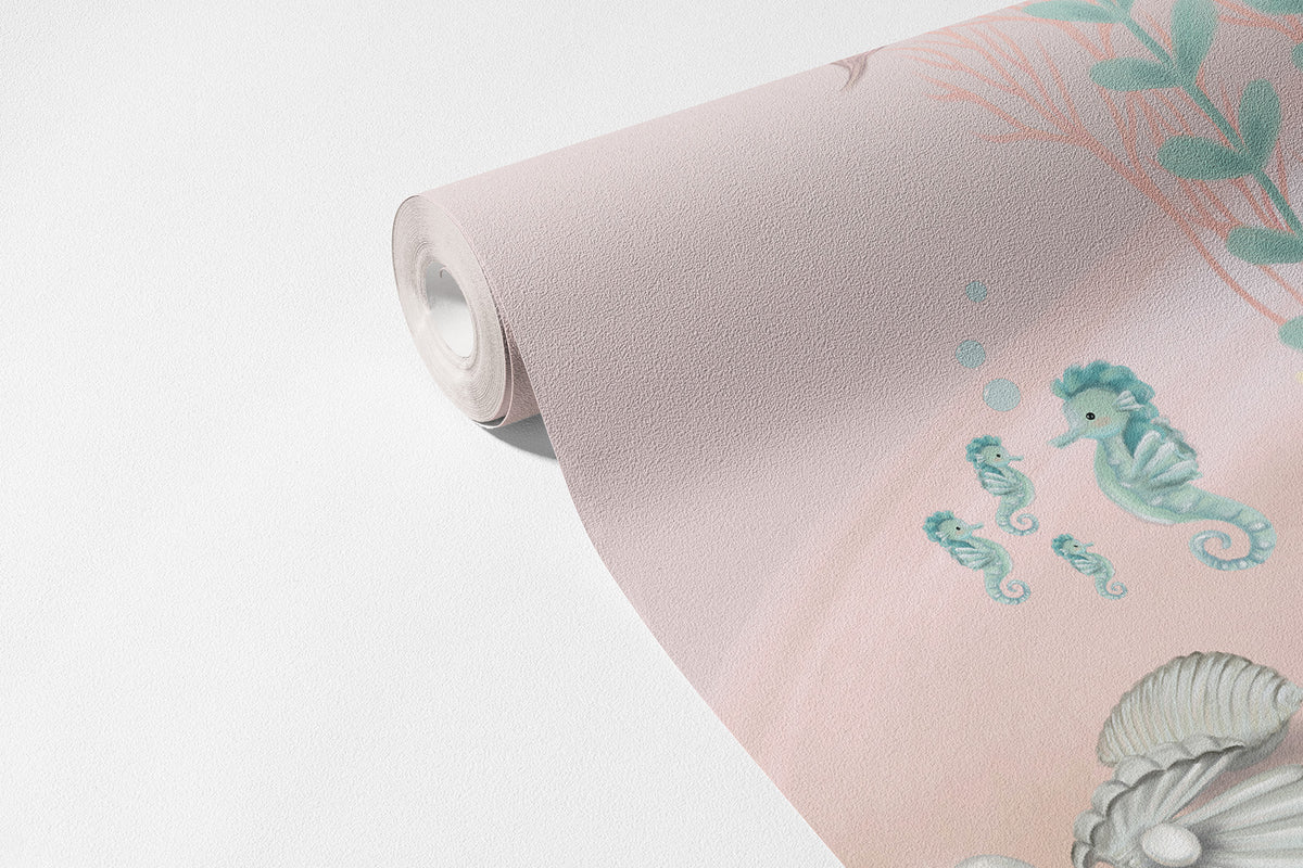 İnci ve Deniz Kızı Duvar Kağıdı; desenli kağıt rulosunda doku | Craft Paper Co