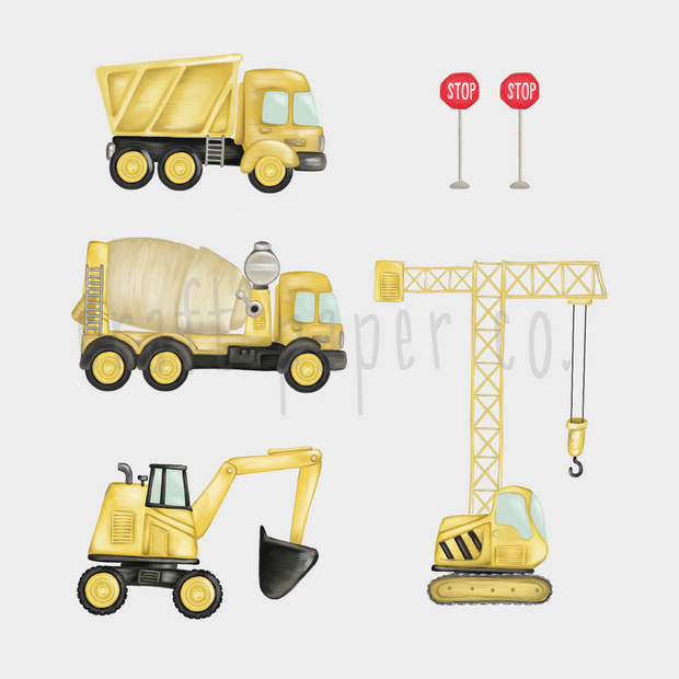 İş Makinaları Erkek Çocuk Odası Duvar Sticker — El çizimi çocuk odası duvar sticker | Craft Paper Co