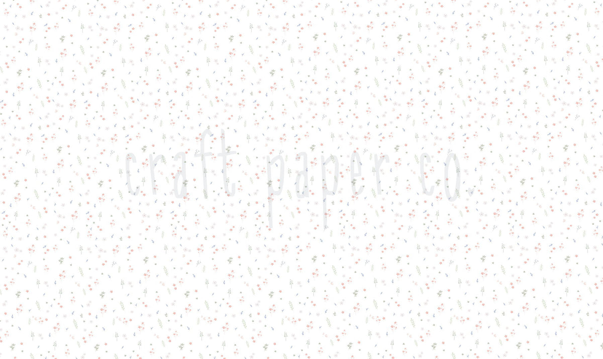 Kır Çiçeği Desenli Duvar Kağıdı Mini Boy; beyaz zeminde minik pastel kır çiçekleri | Craft Paper Co