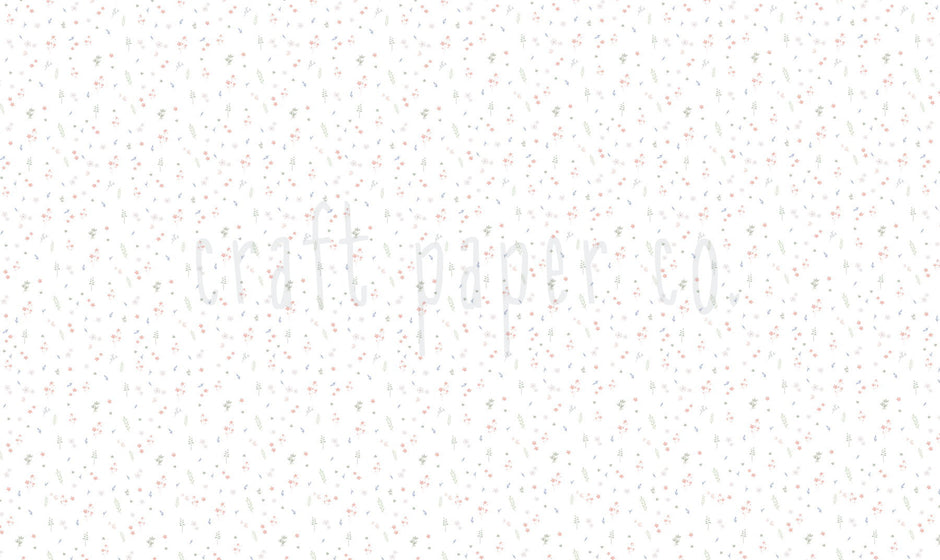 Kır Çiçeği Desenli Duvar Kağıdı Mini Boy; beyaz zeminde minik pastel kır çiçekleri | Craft Paper Co