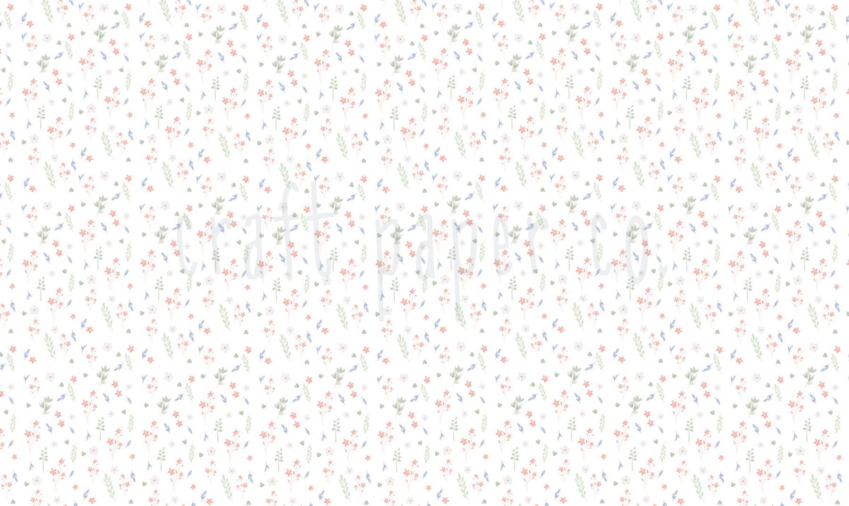 Kır Çiçeği Desenli Duvar Kağıdı Orta Boy; beyaz zeminde pastel kır çiçekleri | Craft Paper Co