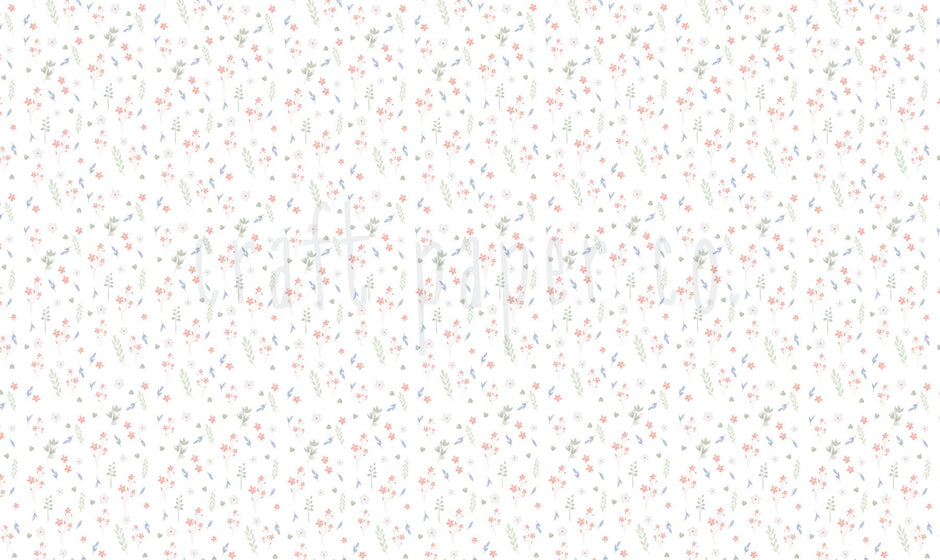 Kır Çiçeği Desenli Duvar Kağıdı Orta Boy; beyaz zeminde pastel kır çiçekleri | Craft Paper Co