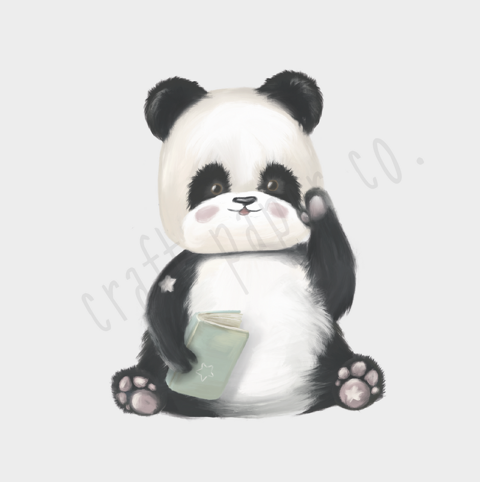 Kitap Okuyan Panda Çocuk Odası Duvar Sticker — El çizimi çocuk odası duvar sticker | Craft Paper Co