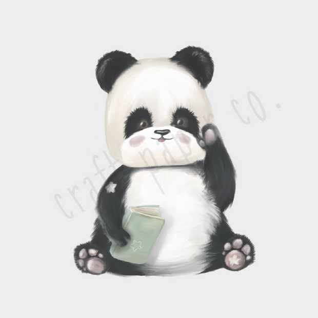 Kitap Okuyan Panda Çocuk Odası Duvar Sticker — El çizimi çocuk odası duvar sticker | Craft Paper Co