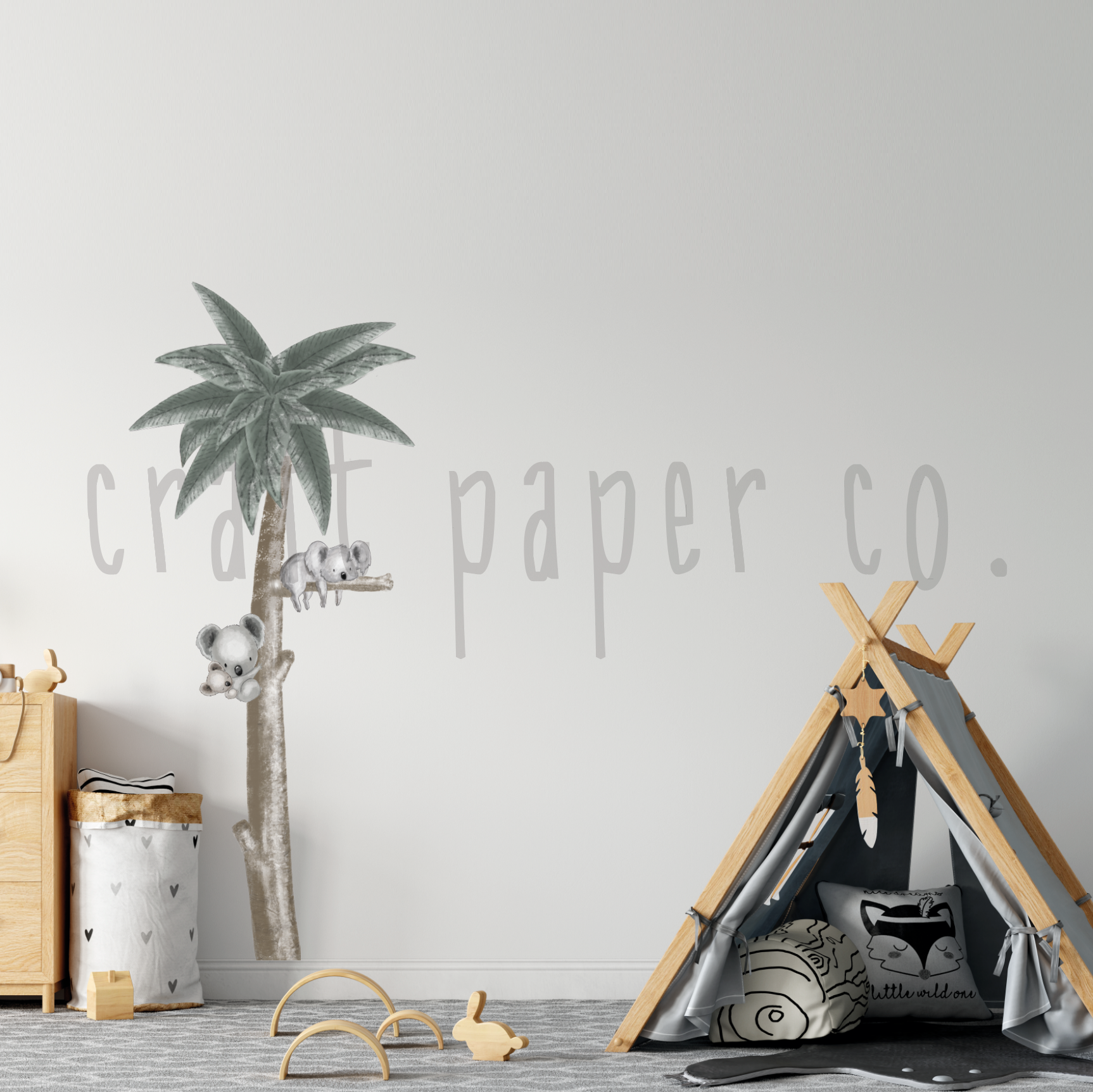 Koala Ailesi Çocuk Odası Duvar Sticker — El çizimi çocuk odası duvar sticker | Craft Paper Co