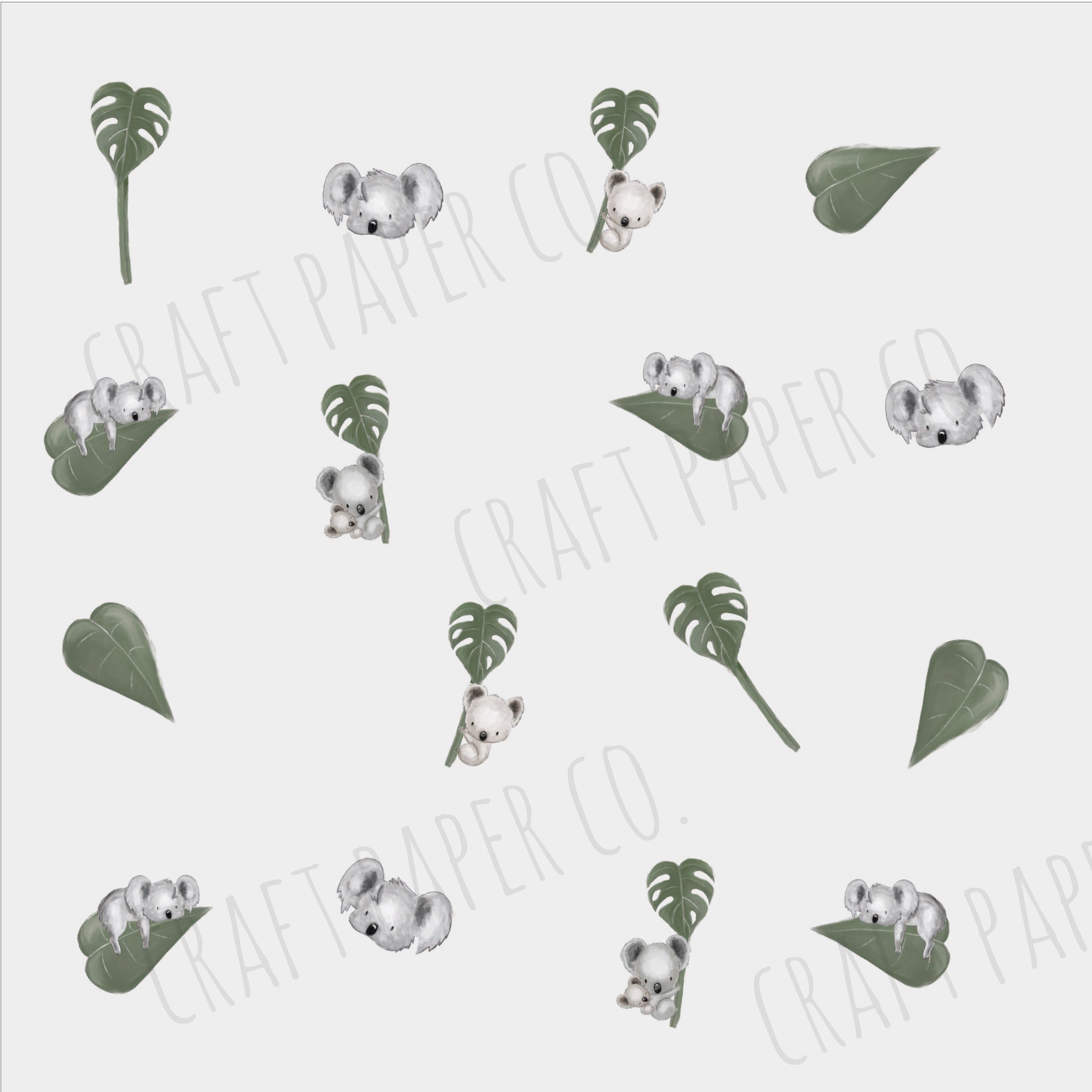 Koalalar ve Devetabanı Yaprakları Mini Sticker Seti — detay görünümü | Craft Paper Co