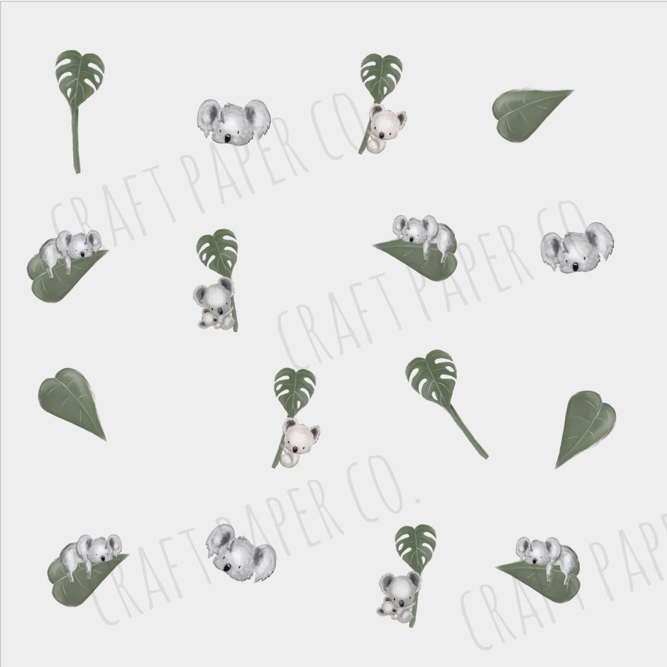 Koalalar ve Devetabanı Yaprakları Mini Sticker Seti — detay görünümü | Craft Paper Co